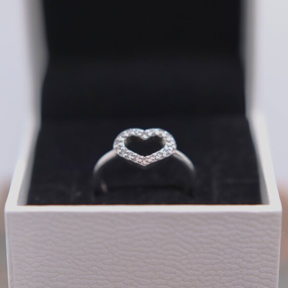 Pandora Be My Valentine CZ Heart Silver Ring  - Authentic Pandora Size 52 - Picture 1 of 6